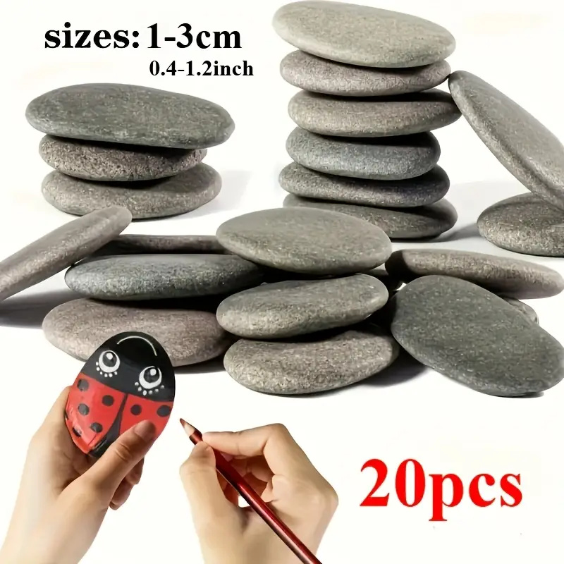 Aquarium Marine Tank - 20Pcs Natural River Rocks Smooth Flat