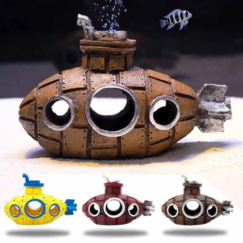 Marine Aquarium Aquascape - Resin Submarine Ornaments Aquarium Fish Tank