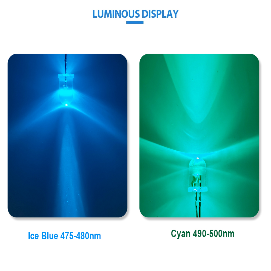 5mm 2pin Cyan Ice Blue 480nm 4 - Actinic Blue Led recension och pris