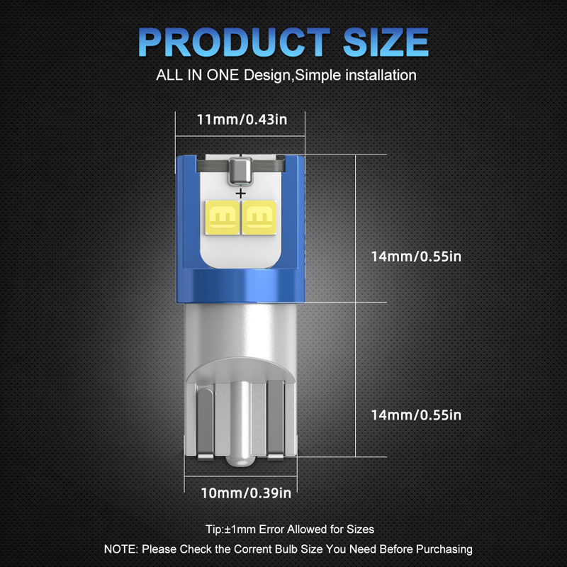 10x 194 168 T10 LED W5W LED Bu - Actinic Blue Led recension och pris