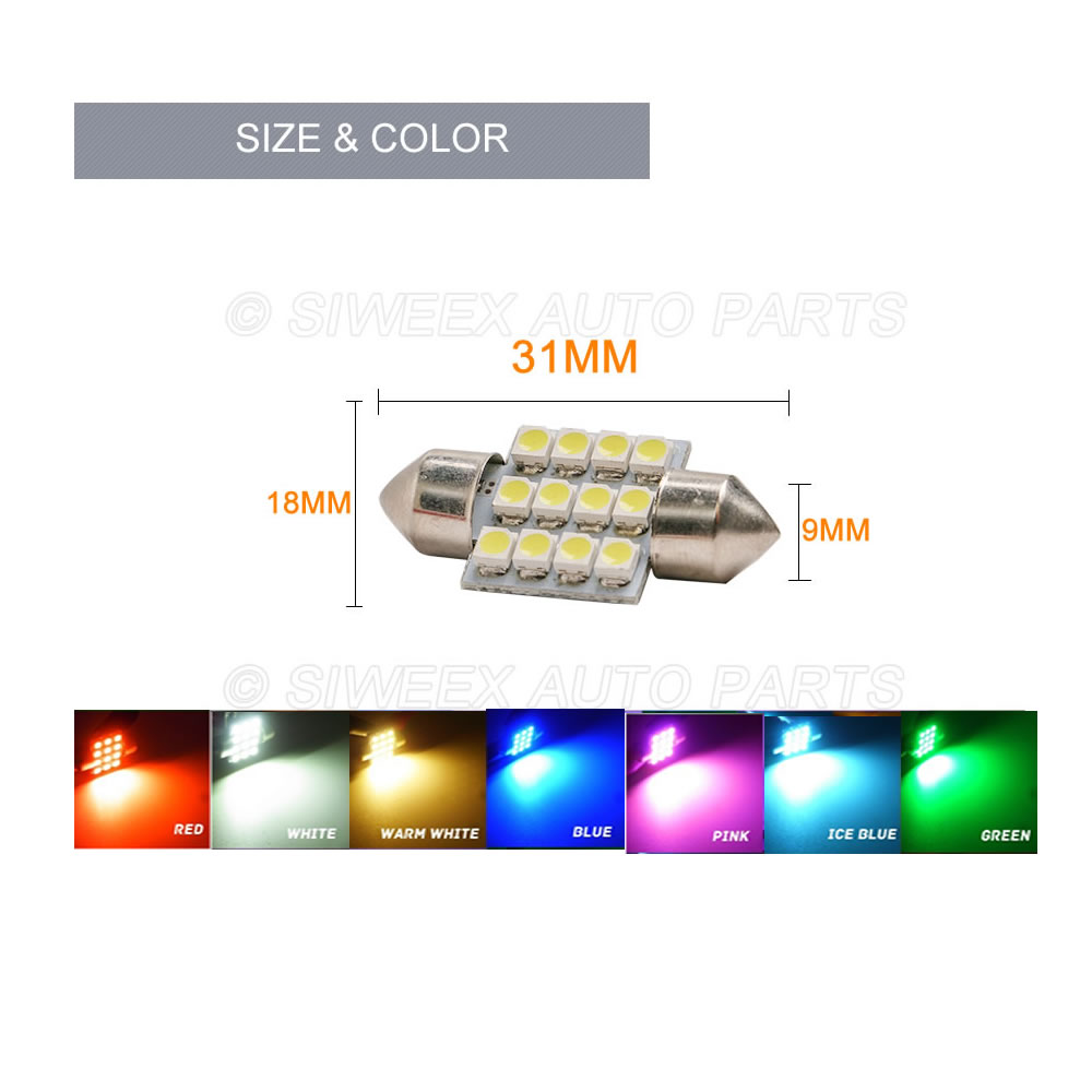31mm 3528 1210 SMD 12 LED Car  - Actinic Blue Led recension och pris